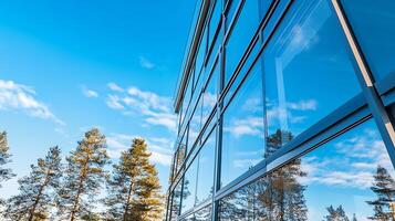 Nature and architecture in harmony in a modern glass office design photo