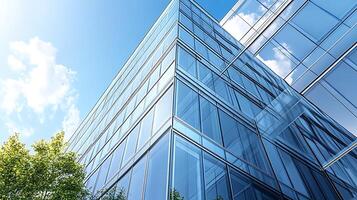 Stunning architecture with glass windows and a harmonious natural background photo