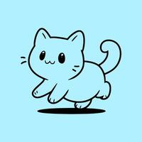 A cartoon cat running on a blue background vector