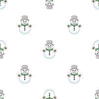 Seamless Christmas pattern with snowmen. Winter pattern for the new year on a white background. vector