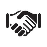 This clean line art graphic depicts a business handshake within a circle. vector