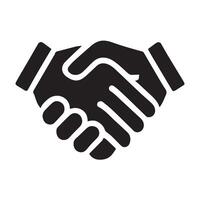 A simple, black and white graphic of two hands shaking inside a circle. vector