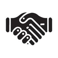 This clean line art graphic depicts two hands shaking. vector