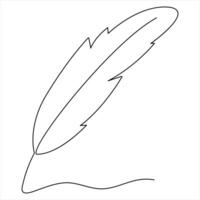 Feather single line continuous line art outline design illustration vector