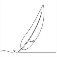 Continuous one line feather single line art drawing outline style vector