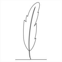 Continuous one line feather single line art drawing outline style illustration vector