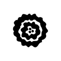 Hand-drawn abstract black silhouette of a round flower. Simple sketchy illustration. For print, stickers, logo, labels. Element of nature to create patterns. vector