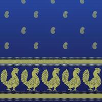 paisley pattern and bird border vector