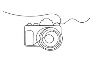One continuous line drawing of camera linear minimalist style Hand drawn design vector