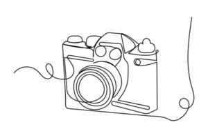 Simple illustration of camera icon continuous single line art vector