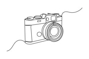 Simple hand drawn minimalist camera one line drawing of Minimal outline art icon vector