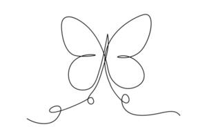 outline illustration single line art butterfly shape design vector