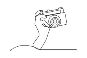 One continuous line drawing of camera linear minimalist style vector