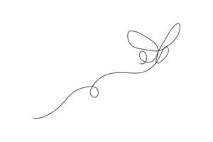 Continuous one line butterfly drawing of Outline single art butterfly hand drawn sketch element on background vector