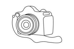 Illustration continuous camera single line art drawing vector