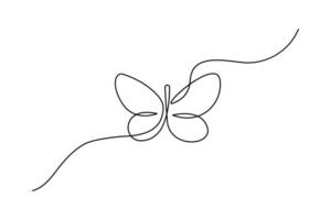 Continuous line butterfly art drawing of Outline single art butterfly hand drawn sketch element on white background vector