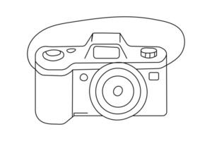 Simple hand drawn minimalist camera one line art drawing of Minimal outline illustration. vector