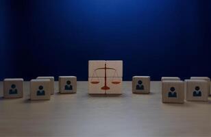 Businessmen under the same laws and regulations, scales and people photo