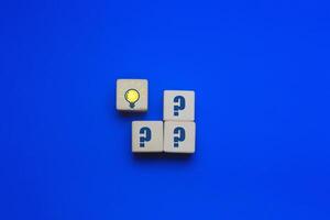 Light bulb and question mark, problem solving concept photo
