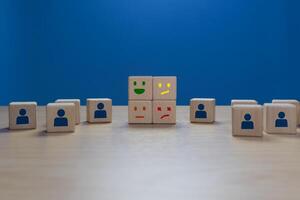Customer feedback is displayed as different emotion icons photo
