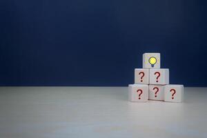 Idea light bulb with question mark, problem solving concept photo