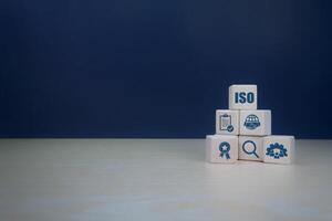 ISO certification icon, quality management, standards and continuous improvement photo