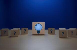 Problem Solving, New Knowledge, Wisdom, Light Bulb Surrounded by Question Marks photo