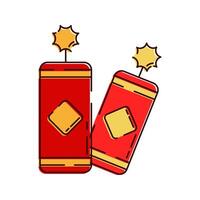 Firecrackers Illustration, Red firecrackers with gold designs, used to scare away evil spirits and bring luck. vector