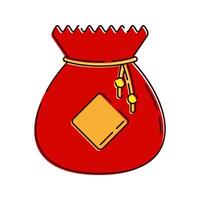Red Money Bag Illustration, A red bag with gold details, symbolizing wealth and the gathering of fortune. vector