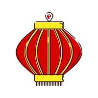 Chinese Lantern Illustration, A classic red lantern with gold accents, representing joy and illuminating the path to prosperity. vector