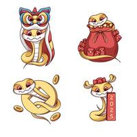 Year of the snakes happy lunar new year vector