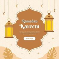 Ramadan kareem with lantern banner post template vector
