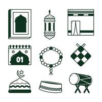 Islamic element cartoon collection icons vector