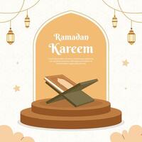 Ramadan kareem podium banner post template vector