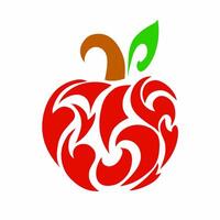 tribal art design tattoo abstract red apple fruit vector