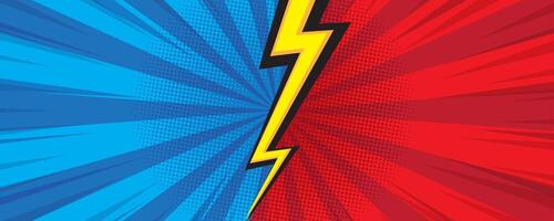 blue and red comic background for versus or VS banner background template vector
