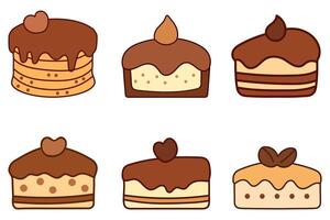 Chocolate Cake Illustration Design Set vector