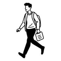 Illustration of Person Walking with Briefcase vector