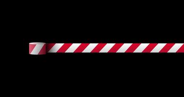 Warning tape and police line animation. Red and white line striped animation. Warning danger tape. Transparent background with alpha channel video