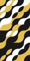 Vintage black gold and white geometric ripples mosaic pattern. Abstract smooth lines of semicircles forming waves. Stylish Bauhaus design made up of simple modular standard forms vector