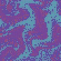 Halftone bright fluorescent background. Blue and maroon dotted shapes design. Gradient led half tone colorful pattern vector
