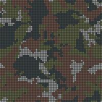 Abstract halftone seamless camouflage, led style texture. Dot pattern in dark khaki green colors, camo digital background vector