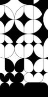 Stained glass window composition in Bauhaus style. Graphics black and white pattern of simple circle geometric shapes. The frame is a sample for artistic forging vector