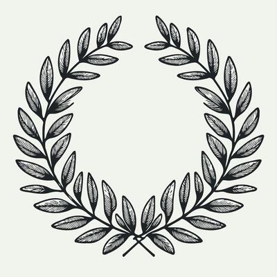 wreath, frame floral, ornament design, Laurel Motif, wreath symbol. A green leaves and a symbol for the winner of the contest. A wreath of decorative elements of plants