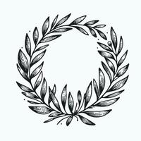Laurel Motif Hand Drawn Wreath, wreath symbol. A wreath with leaves and a symbol for the winner of the contest. A wreath of decorative elements of plants vector