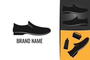 Elegant male shoe logo. Men shoe footwear logotype. Man boots logo vector
