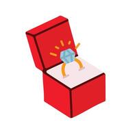 Ring box icon in flat style on a white background. Romantic icon for valentines day. vector