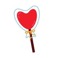 Lollipop with heart icon in flat style on a white background. Romantic icon for valentines day. Flat illustration. vector
