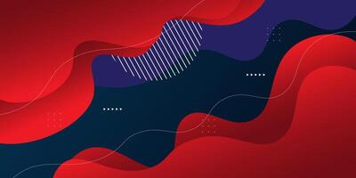 Red and blue geometric business banner design. Creative banner design with wave and line shape as template. Simple design on dark horizontal banner. vector