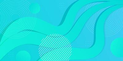Bright blue background with cool gradient colors with geometric 3D waves and simple paper cut pattern elements. Colorful blue wave design. Simple yet elegant concept. vector